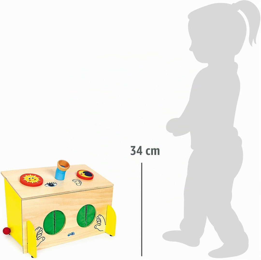 small foot Fühl-Box aus Holz, Sinnesspiel, schult spielerisch den Tast- Hör- und Sehsinn, ab 3 Jahre