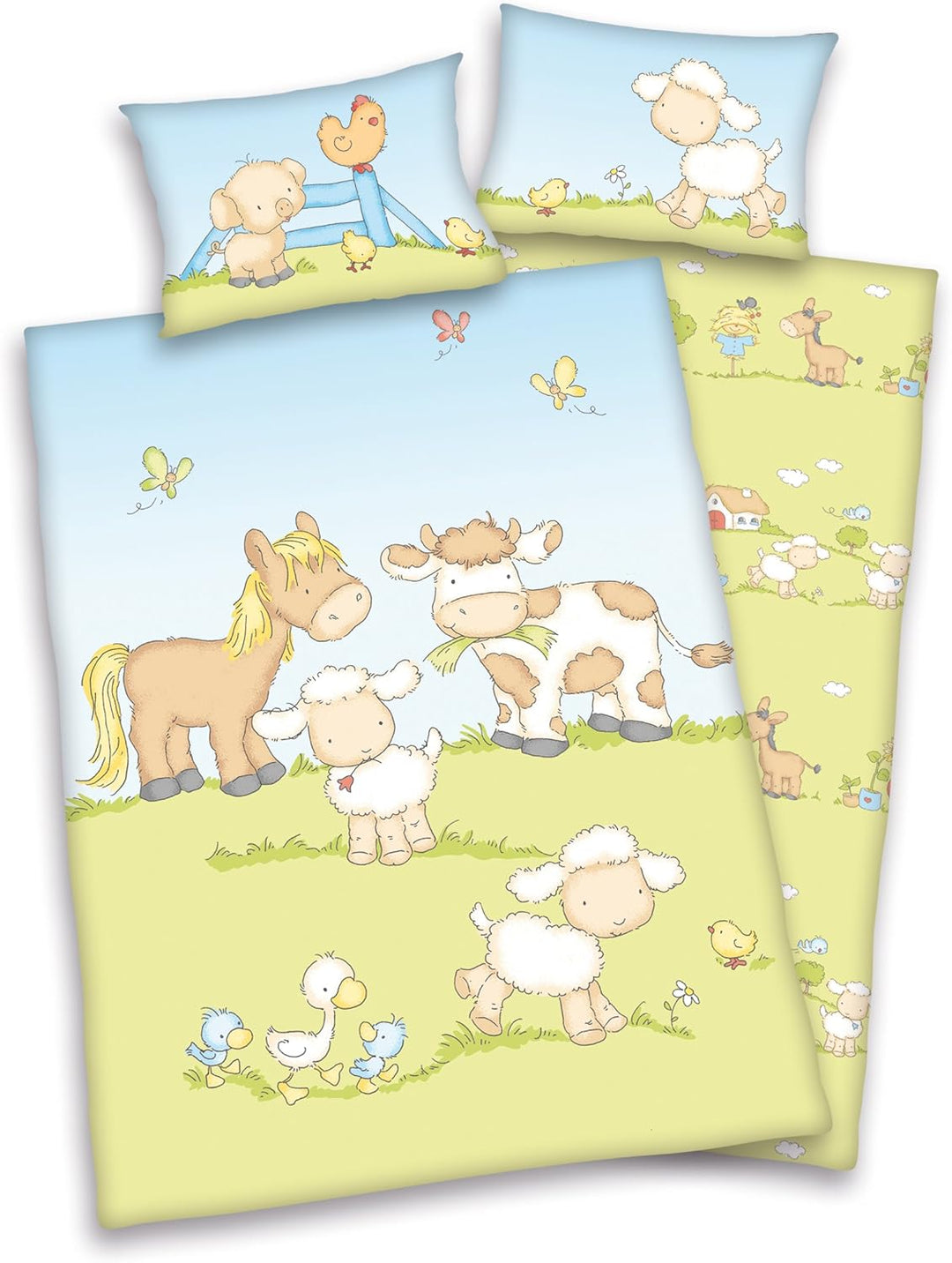 Herding Baby Best Kleinkinder-Bettwäsche-Set, Jana Bauernhof Tiere Wendemotiv, Bettbezug 100 x 135 c