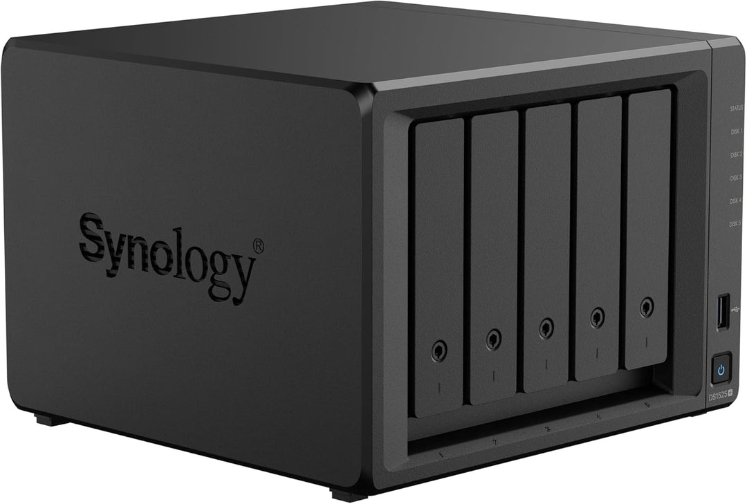 Synology Erweiterbares NAS-Kit mit 5 Schächten, DS1525+ AMD RyzenCPU mit 8 GB Speicher, 2,5 GbE Stan