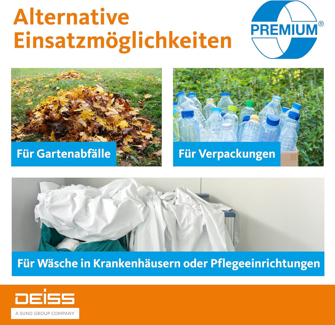 Müllsäcke DEISS PREMIUM transparent 70 my 120 L, 120 Liter - 70 my, 19005 1 stück (25er Pack) Single