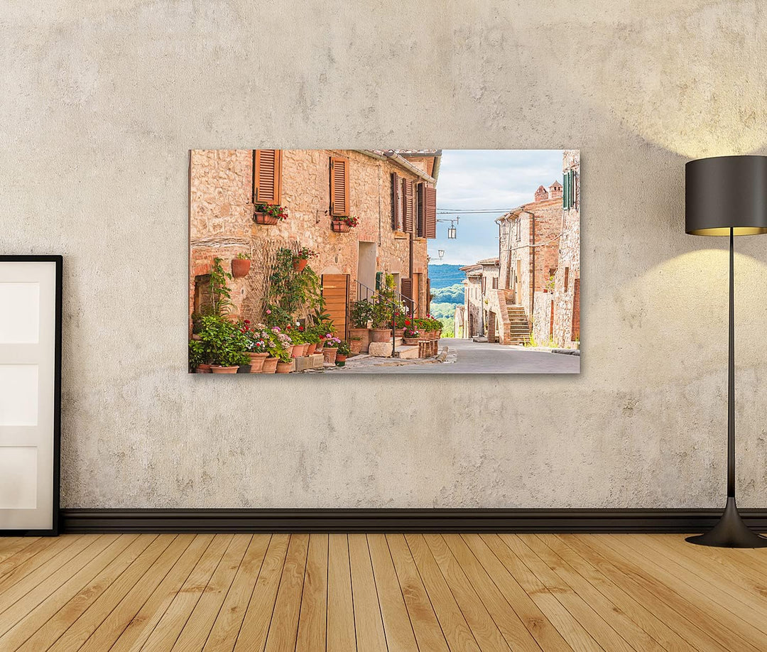 islandburner Bild auf Leinwand Mittelalterliche Altstadt In Der Toskana Italien Bilder Wandbilder Po