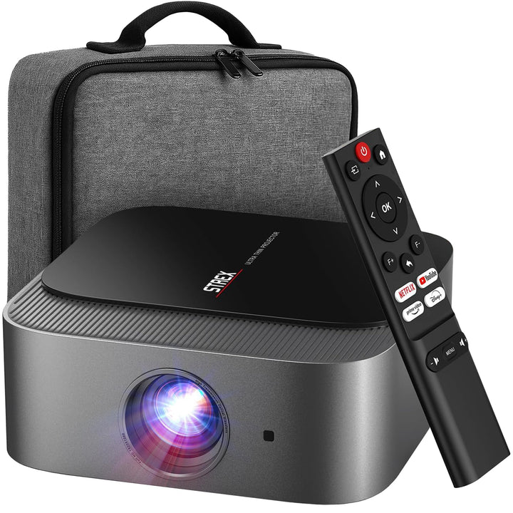 Strex Beamer - Smart 1080P Full HD Projektor - 4K Unterstützung - WiFi & Bluetooth - Eingebaute Laut
