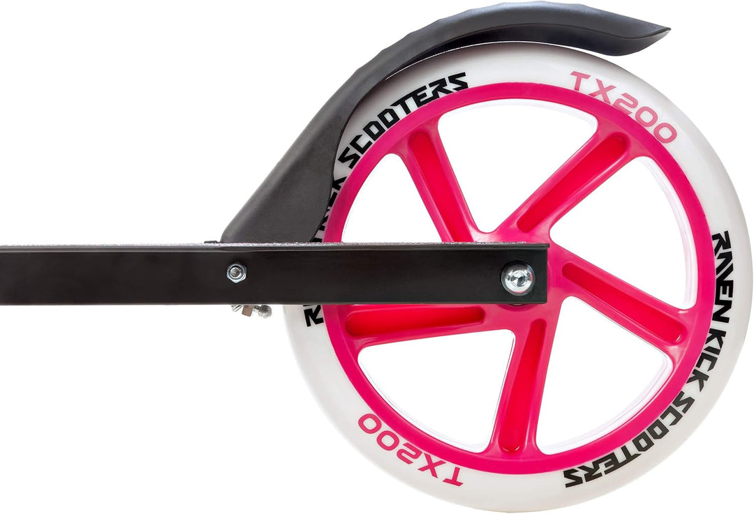 Raven Scooter, Roller, Tretroller, Kinderroller, 200mm mit Handbremse Straight Black/Pink, Straight