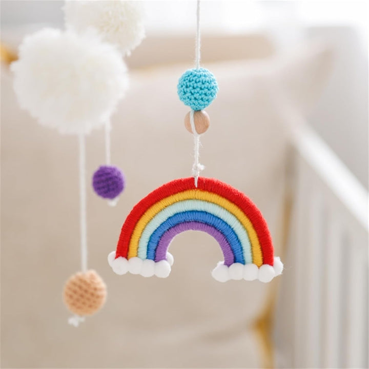 Herfair Mobiles Baby, Regenbogen Babybett Hölz Windspiele mit Bäll, Baby Mobile, Anhänger Babyzimmer