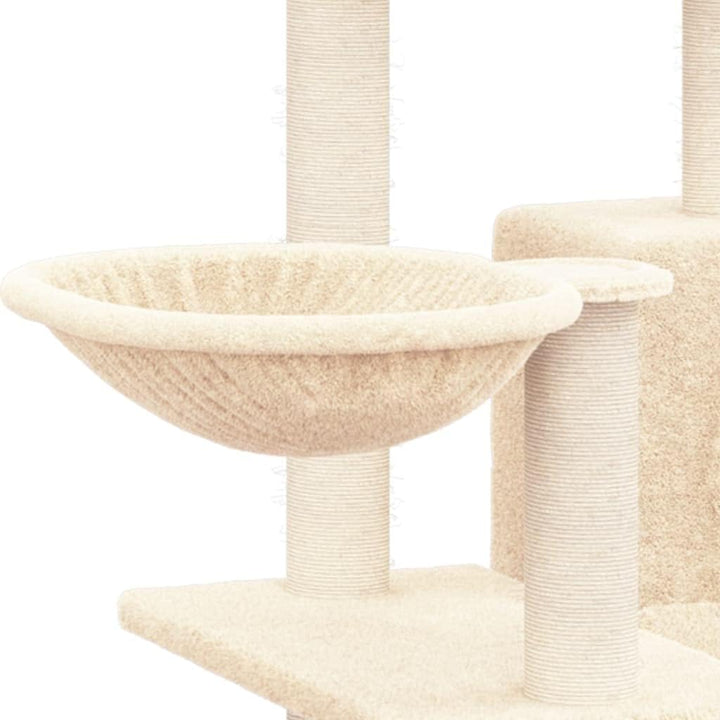 Kratzbaum mit Sisal-Kratzsäulen Creme 82 cm Stabiler Kletterturm für Katzen mit Hängematte, Höhle, L