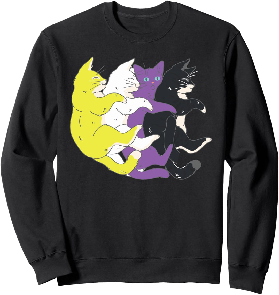 LGBTQ Nicht-Binär-Pride-Flagge – Katzenstapel, nicht binär Sweatshirt
