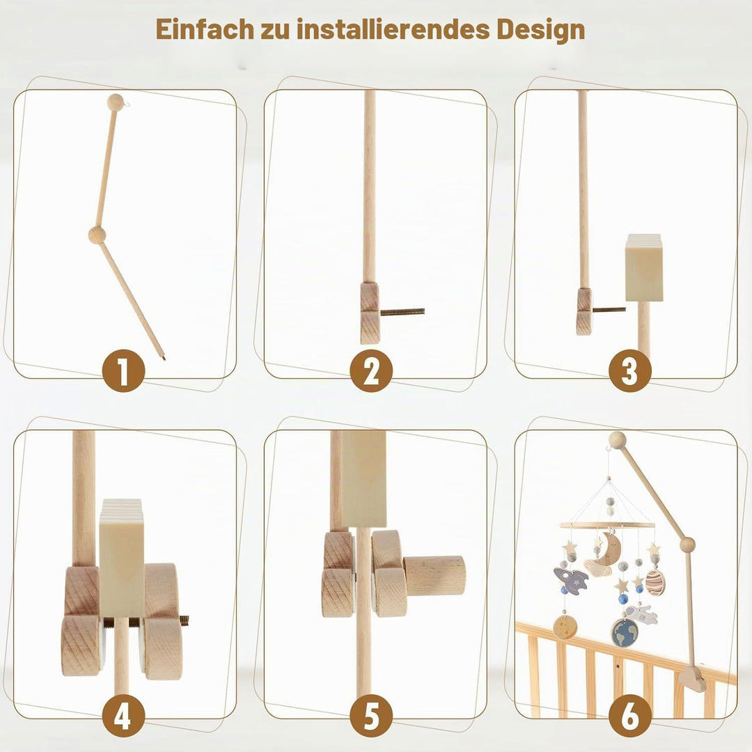 Mobile Halterung Holz,Baby Mobile Halterung für Babybett,Verstellbarer Mobile Halterung Wickeltisch