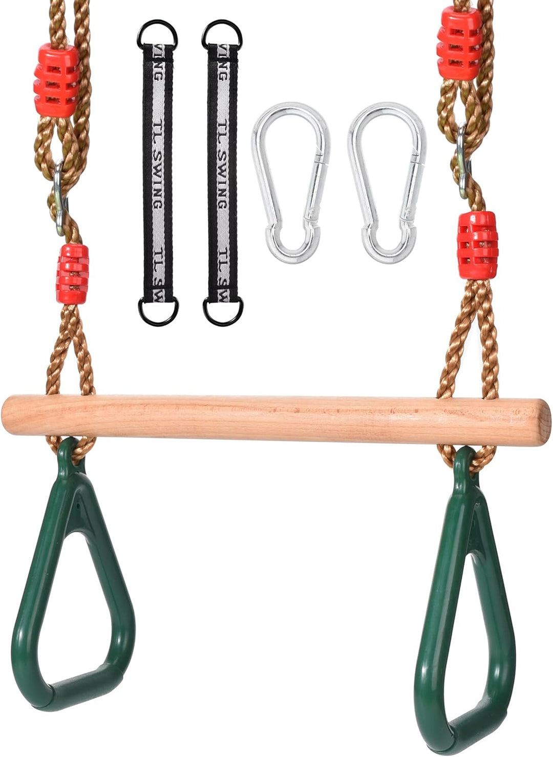 Morwealth Multifunktions Kinderholz Trapeze Schaukel mit Kunststoffringen Turnringe Ringe zum Aufhän