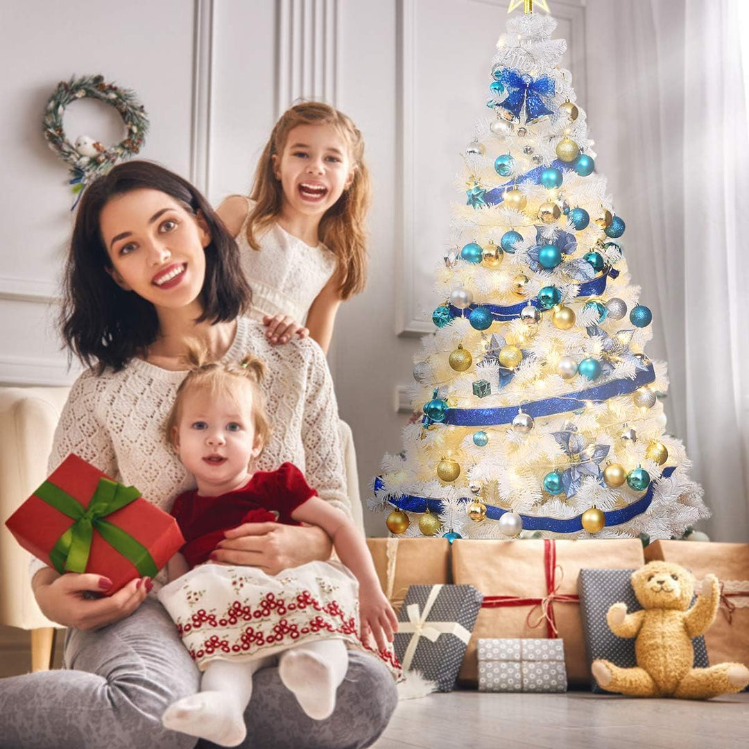 GOPLUS 150/180/210/240cm Weihnachtsbaum Weiss, Festliche Weihnachtdekoration für Zuhause, Weisser Ta