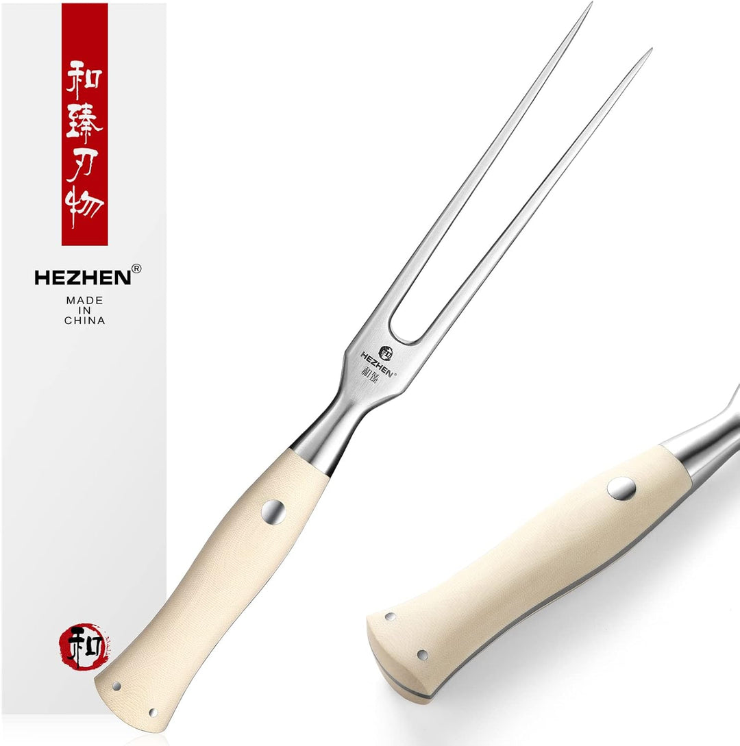 HEZHEN Rostfreier Stahl 430 Tranchiergabel, Fleischgabel Türkei Outdoor BBQ Grillen, Ergonomischer E