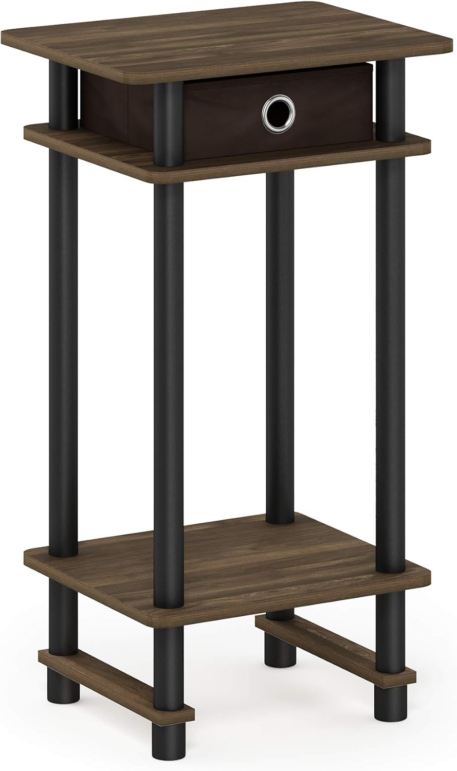 Furinno Hoher Beistelltisch mit Einschüben, Holz, Columbia Walnuss/Schwarz/Dunkelbraun, 29.49 x 39.5