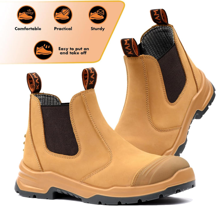 KAM-LITE Arbeitsschuhe Herren Sicherheitsschuhe rutschfeste Stahlkappe wasserdichte Atmungsaktive Ar