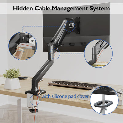 BONTEC Monitor Halterung für 13-34 Zoll Bildschirm, Gasdruckfeder Arm, Neigbar, Schwenkbar, Drehbar,
