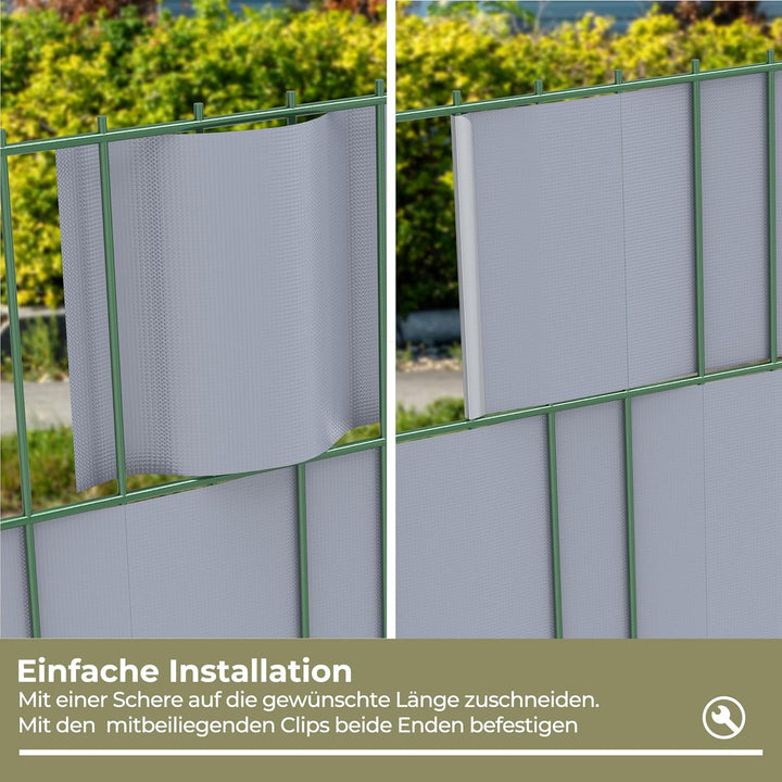 Sichtschutzstreifen Zaun 35 m x 19 cm inkl.20 Clips, PVC Sichtschutz Zaunfolie Sichtschutzstreifen D