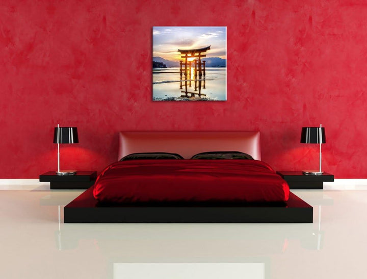 Pixxprint Torii Gate in Miyajima Japan als Leinwandbild/Grösse: 70x70 cm/Wandbild/Kunstdruck/fertig