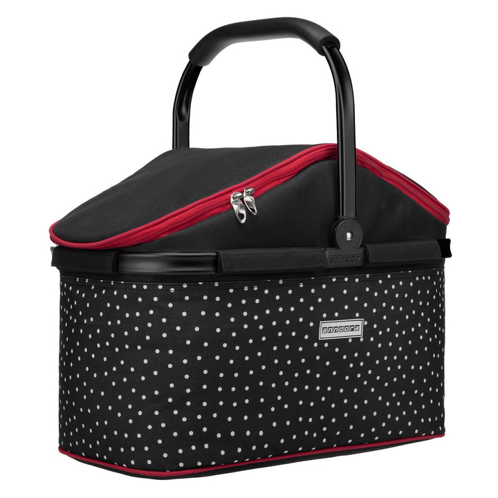 anndora Einkaufskorb 25 Liter ISO Picknick Kühlkorb - schwarz gepunktet Iso: Schwarz Weiss