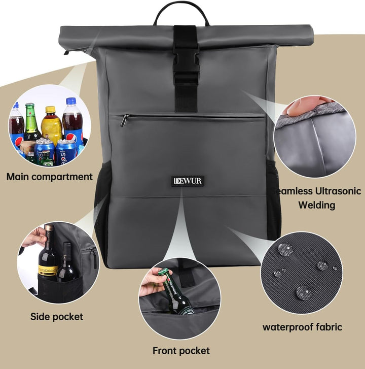 20L Thermo Rucksack Kühlrucksack Kühltasche Wasserdichter Picknickrucksack mit Flaschenöffner für Pi