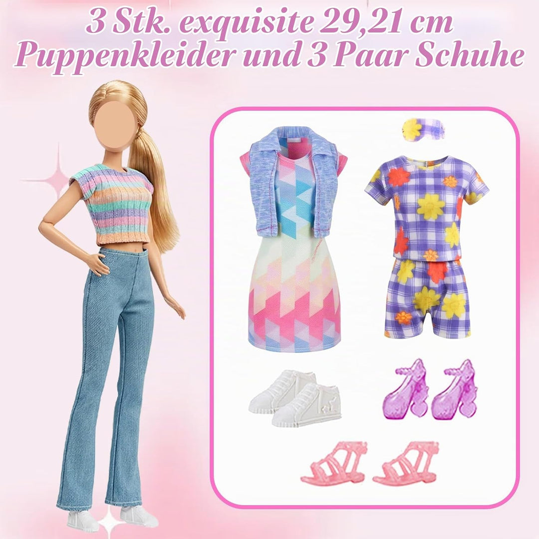28 Stück PuppenKleidung Camping Sets Kompatibel mit Barbie, 11.5 Inch Puppe Zubehör 1 Puppenzelt 1 P