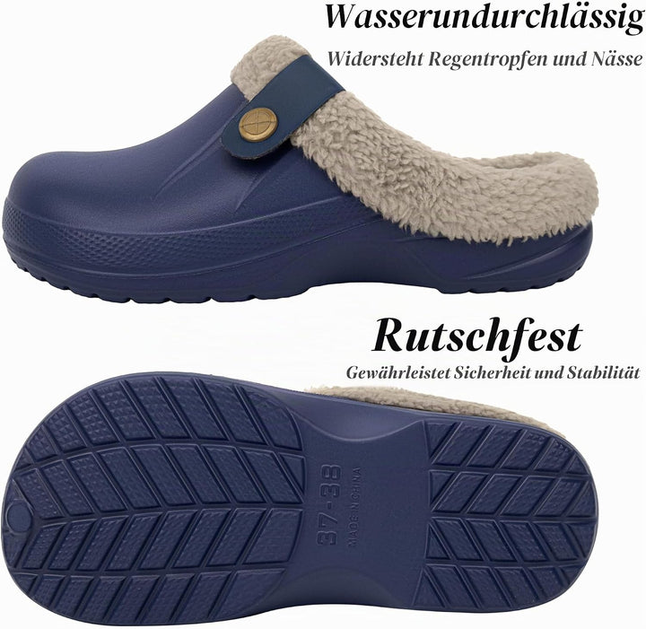 ChayChax Damen Clogs Gefüttert Herren Winter Hausschuhe Wasserdicht Warme Pantoffeln Plüsch Pantolet