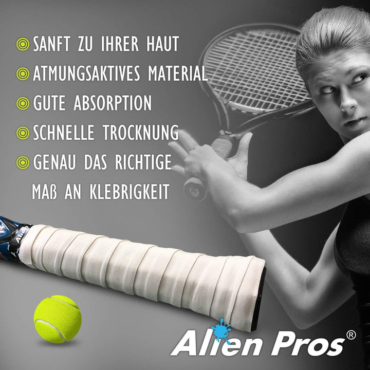 Alien Pros Tennis Griffband (6 Griffe) - Vorgeschnittenes Tennis Griffband für EIN leichtes Griffgef