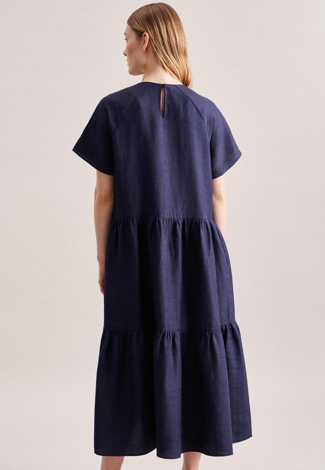 Seidensticker Damen Regular Fit Blusenkleid Kurzarm Kleid 36 Dunkelblau, 36 Dunkelblau