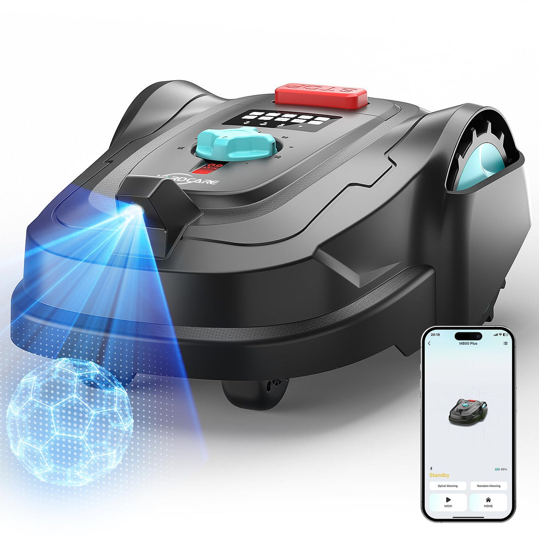 YARDCARE M800Plus Mähroboter ohne Begrenzungskabel bis 800m², U-förmiges Schneiden,GPS Positionierun