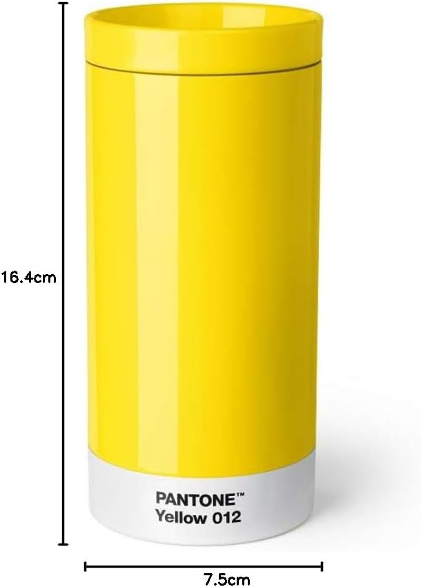 Pantone Reisebecher, Edelstahl, ABS, Yellow 012, 75 mm, Yellow 012