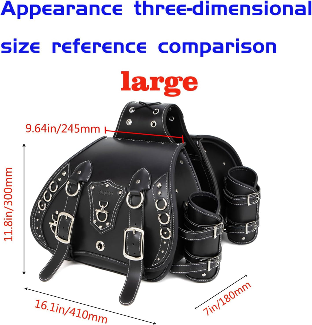Hochdichtes Leder-Motorrad-Saddebags,Überwurftaschen, Gepäckträger, Seitentaschen mit Getränkehalter