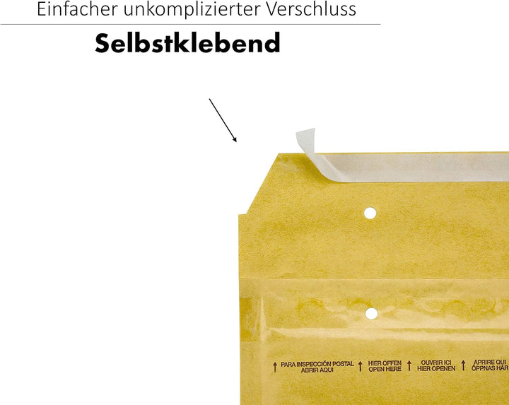 WPTrading - 400 Stück Luftpolstertaschen A5 200 x 275 mm Gr.4 (D) goldgelb selbstklebend - Kraftpapi