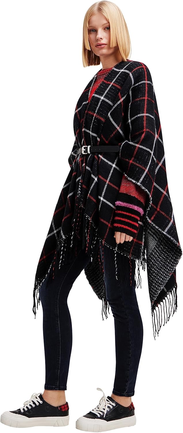 Desigual Women's Poncho PICTURAES Paris, Black, One Size