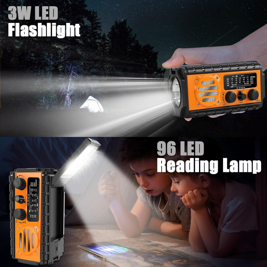 Kurbelradio, Solar Notfallradio mit 20000 mAh Powerbank, AM/FM/SW/WB Wetterradio, 4 Stromquellen, Ta