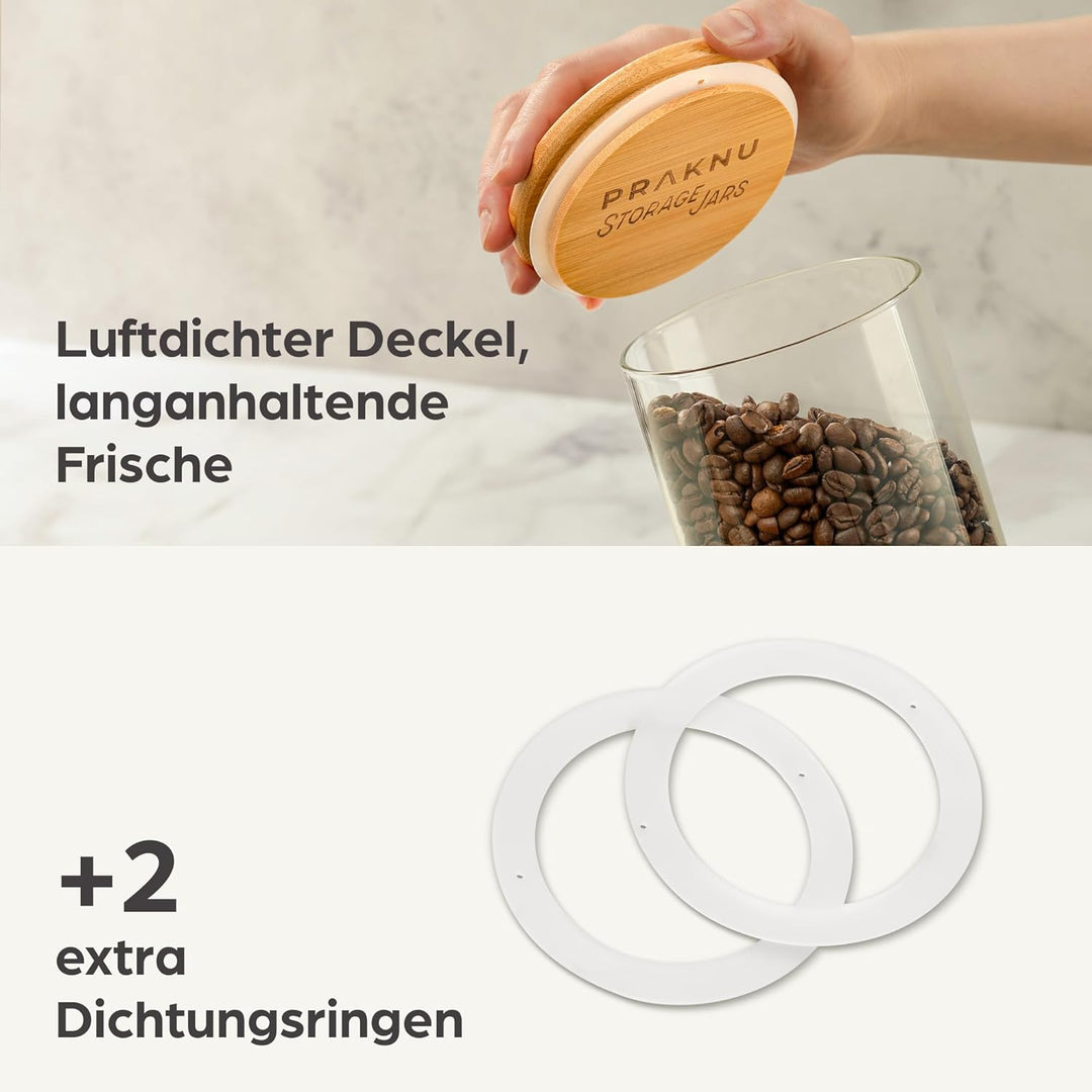 Praknu Vorratsdosen für Spaghetti 2er Set - Luftdicht mit Deckel - Spülmaschinenfest - Hoch 30cm