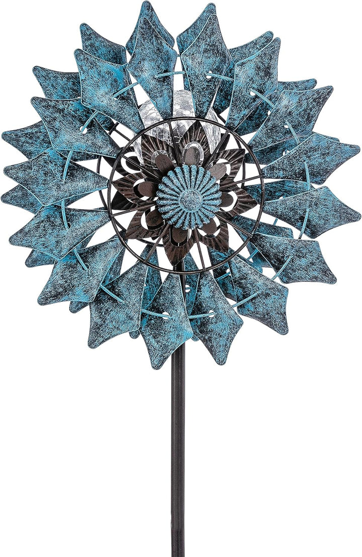 Dehner Riesen-Windrad Mola mit Solarlicht, warmweiss, 122 x 32 x 32 cm, IP44, Metall/Kunststoff/Glas