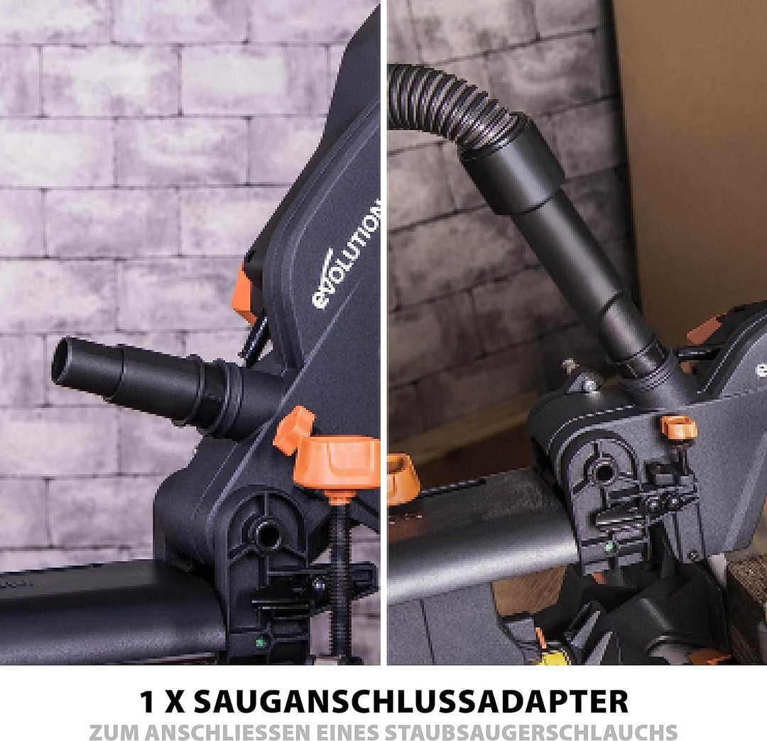 Evolution Power Tools R210SMS Zubehörpaket für Gehrungssägen, inkl. 2 Klemmen, Staubbeutel und Sauga