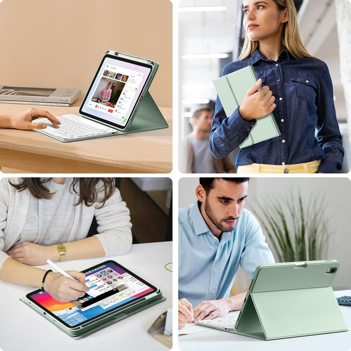 Tastatur Hülle für iPad Air 11"/10,9" QWERTZ Layout, Hellgrün | für iPad Air 11 Zoll M4/M3/M2 2026/2