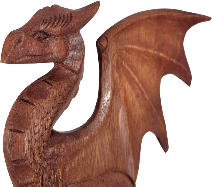 Windalf Wandbild Lizz 28 cm Drachen Wandrelief Links schauend Handarbeit aus Holz