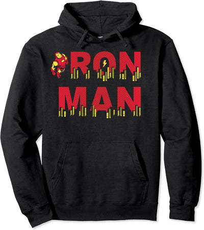 Marvel Iron Man City Skyline Text Pullover Hoodie