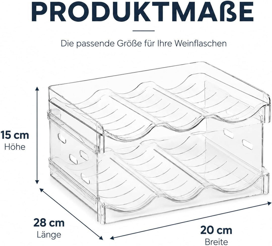 URMONA Stapelbarer Flaschenhalter 2 Ebenen, Flaschenregal für 6 Flaschen | Wein Organizer, Halter fü