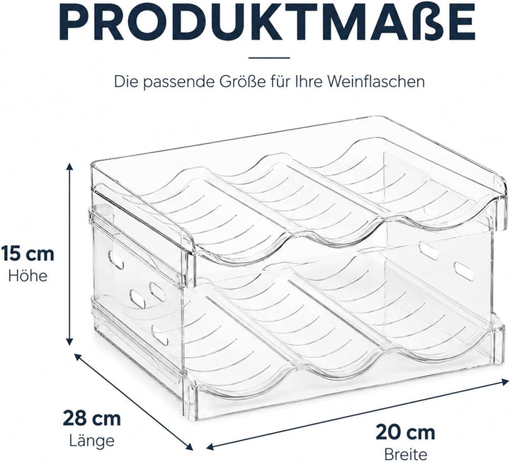 URMONA Stapelbarer Flaschenhalter 2 Ebenen, Flaschenregal für 6 Flaschen | Wein Organizer, Halter fü
