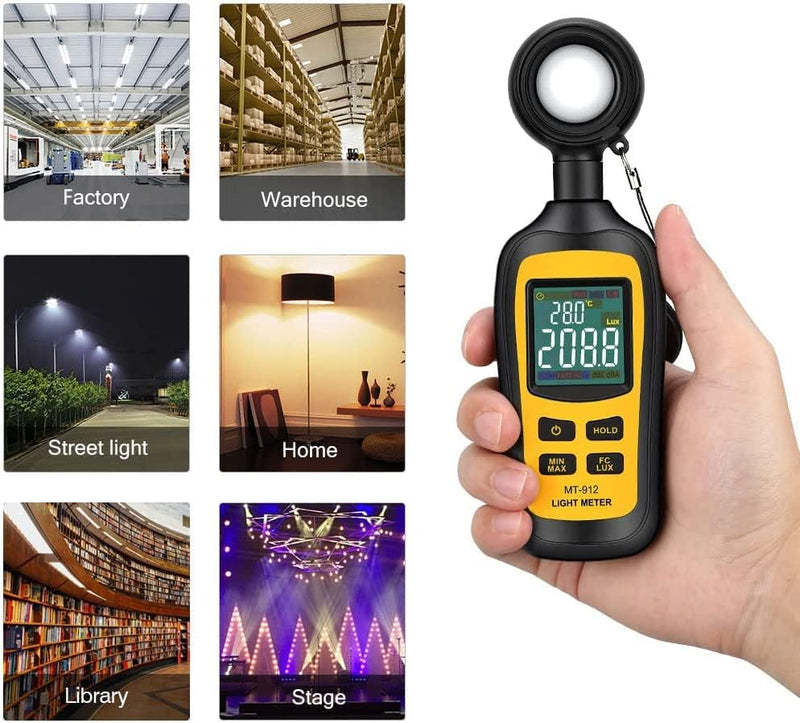 Digital Luxmeter Tragbare Photometer Belichtungsmesser Beleuchtungsstärke Lichtmesser mit Bereich bi