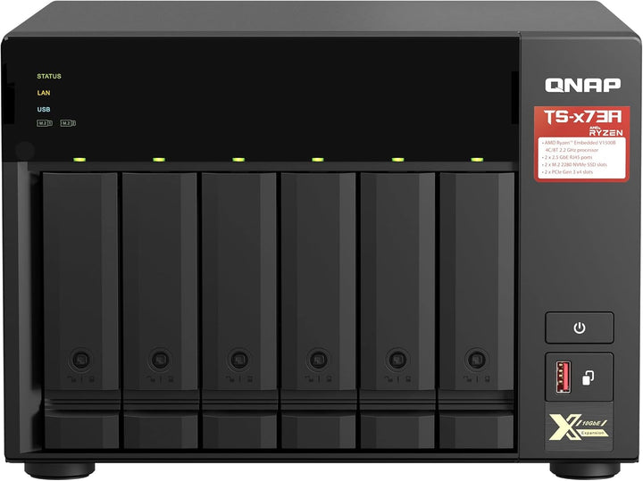 Qnap TS-673A-8G 6-Bay NAS, AMD Ryzen V1000 Series V1500B 4C/8T 2,2 GHz, One Size NAS Single 6-bay 8G