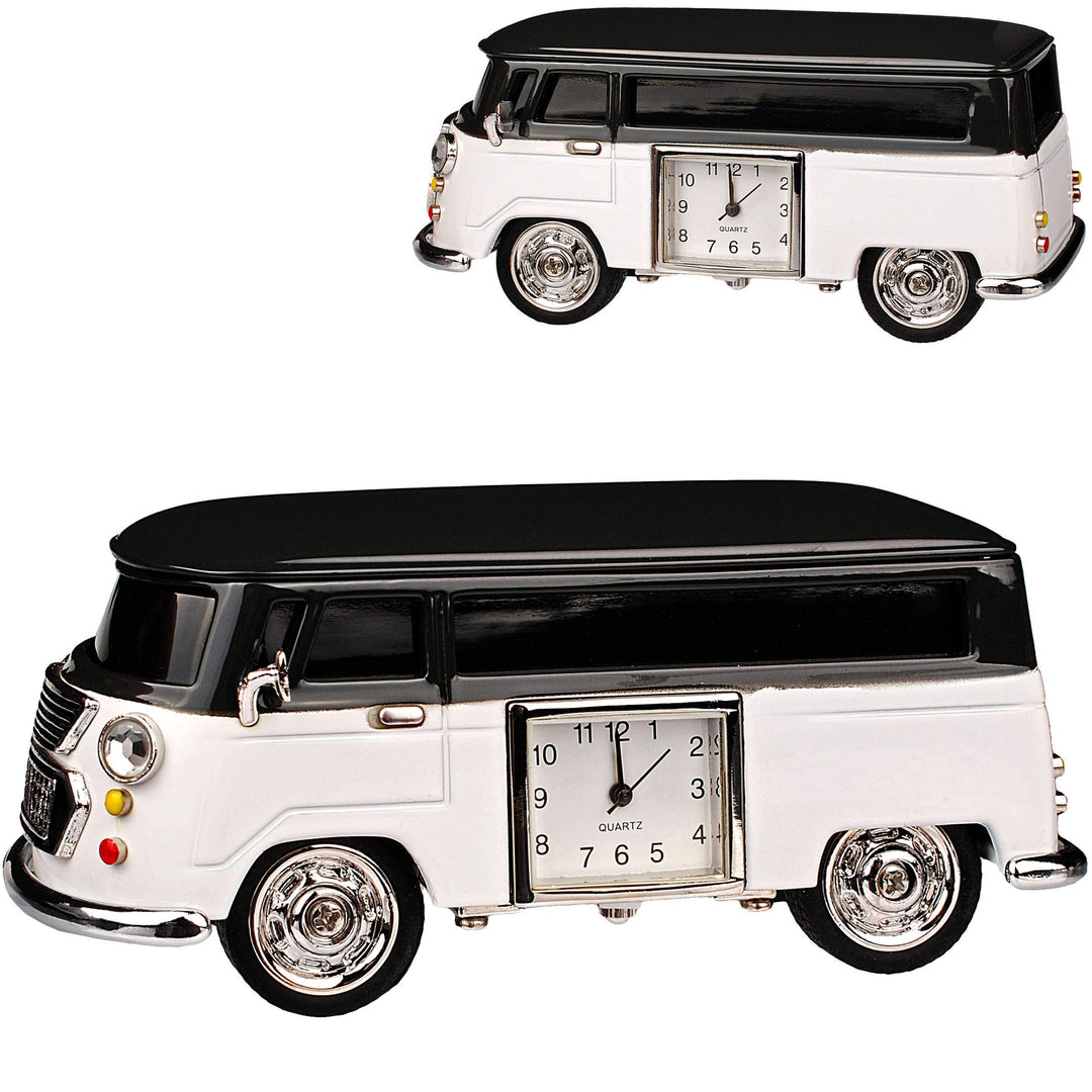 kleine - Tischuhr/Miniatur - Uhr - Auto Bus - Oldtimer - aus Metall - 10 cm - batteriebetrieben - An