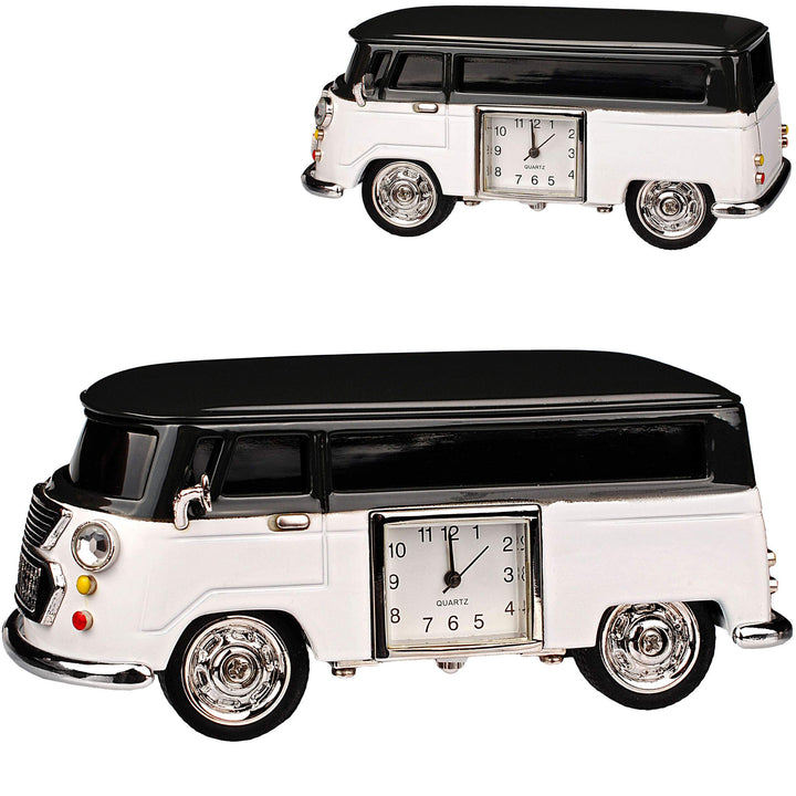 kleine - Tischuhr/Miniatur - Uhr - Auto Bus - Oldtimer - aus Metall - 10 cm - batteriebetrieben - An