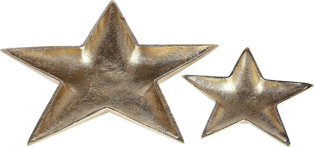 Dekoschale Aluminium gold Sternform 2er Set Dekotablett Dekoration Banten