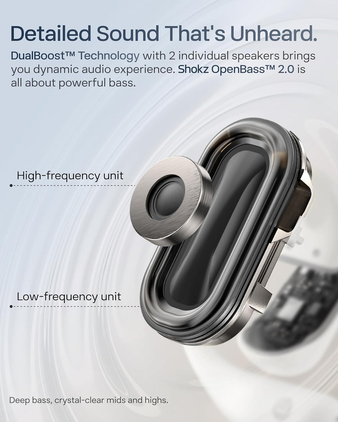 SHOKZ OpenFit 2+ Neu Open-Ear-Kopfhörer, Dolby Audio Ohrbügel-Ohrhörer, 48 Std. Spielzeit, IP55 wass