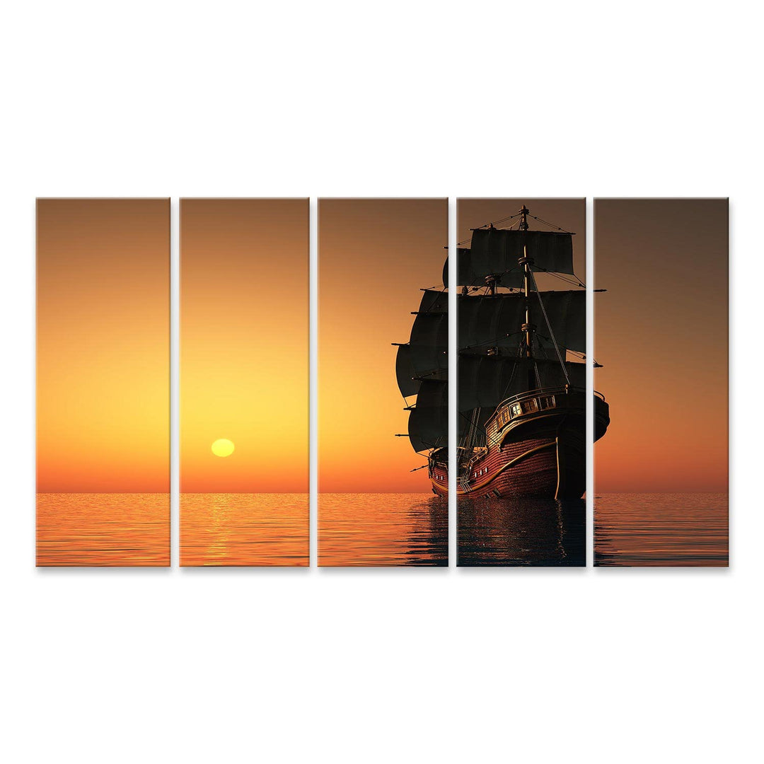 islandburner Bild auf Leinwand Segelboot Abendlandschaft Segelschiff Meer Wandbild Poster Kunstdruck