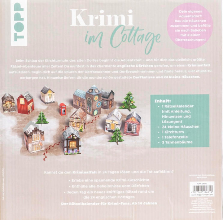 Krimi im Cottage – Der Cosy Crime Adventskalender mit Rätsel-Story für 24 Tage. 3D-Weihnachtsdorf zu