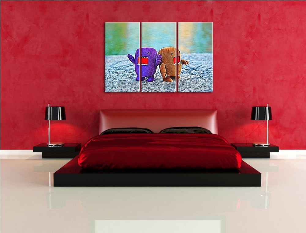 Rawr Monsterpuppen NewArt 3-Teiler Leinwandbild 120x80 Bild auf Leinwand, XXL riesige Bilder fertig