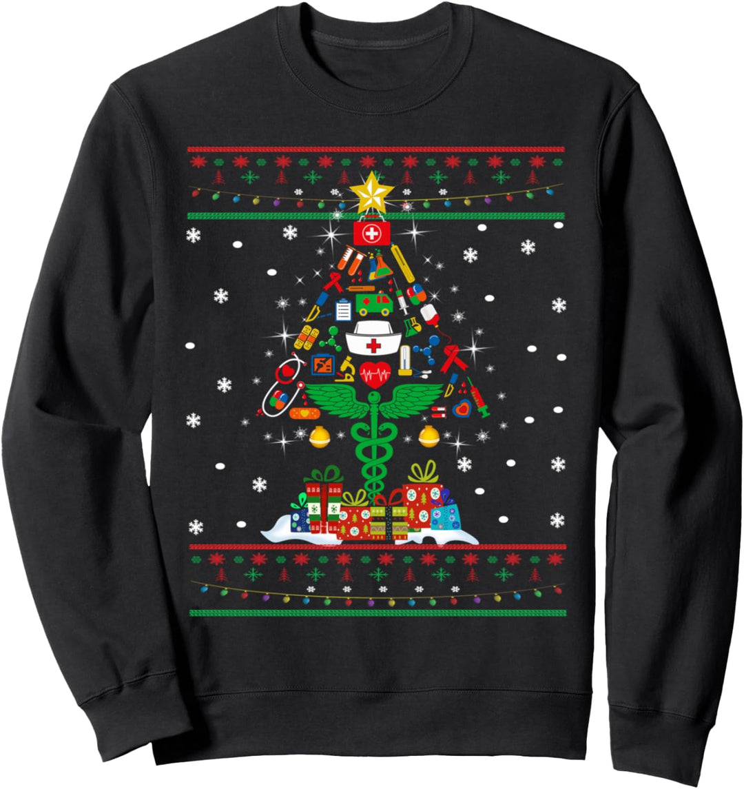 Krankenschwester Ugly Weihnachtsbaum Pullover Sweatshirt