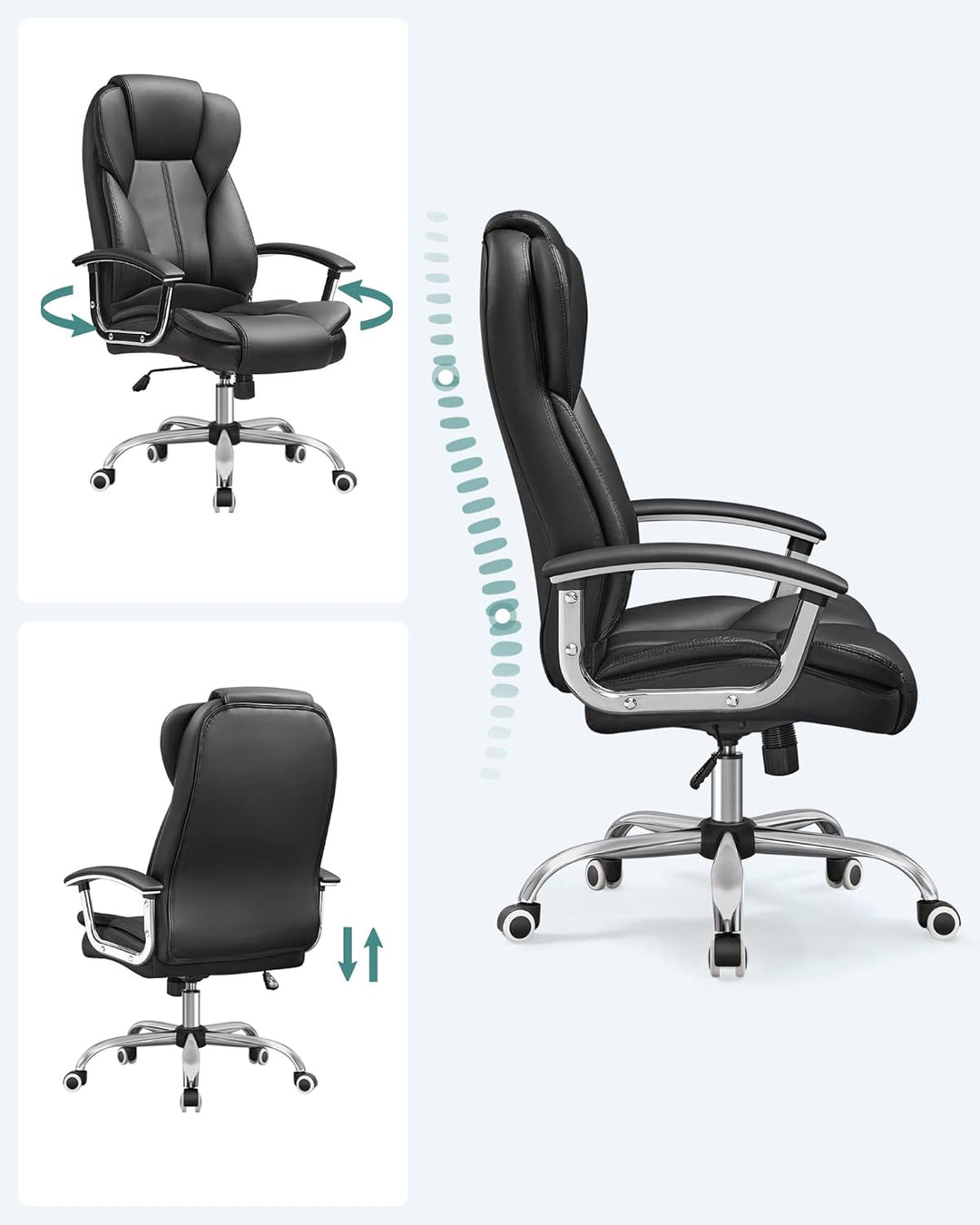 SONGMICS Bürostuhl Chefsessel Drehstuhl Computerstuhl Sitzhöhenverstellung office Stuhl Polsterung O